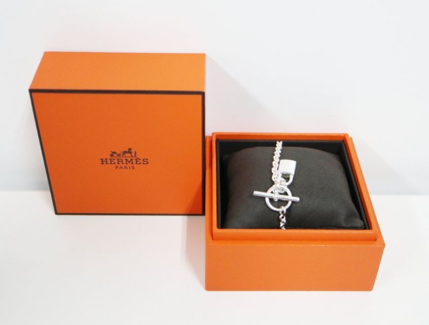 HERMES Amulette Cadena Sterling Silver Bracelet 19.5cm Women’s Unisex from JAPAN