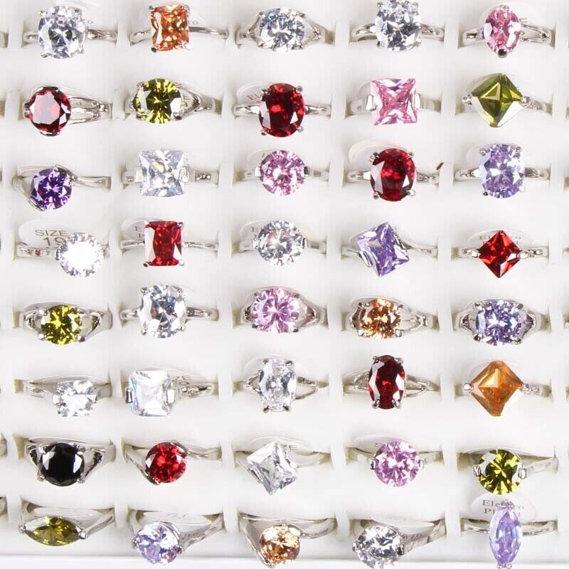 Wholesale Wedding Jewelry Mixed Lots 10pcs Women Lady’s Big Shine CZ Rings Gift