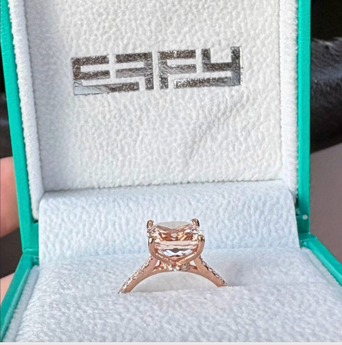 EFFY Genuine Morganite on 14k Rose Gold Cocktail Ring with 1/7 CT T.W Diamonds