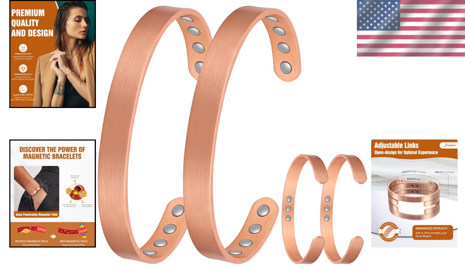 Stylish 99.99% Pure Copper Magnetic Bracelets for Wellness – Gift Box Included