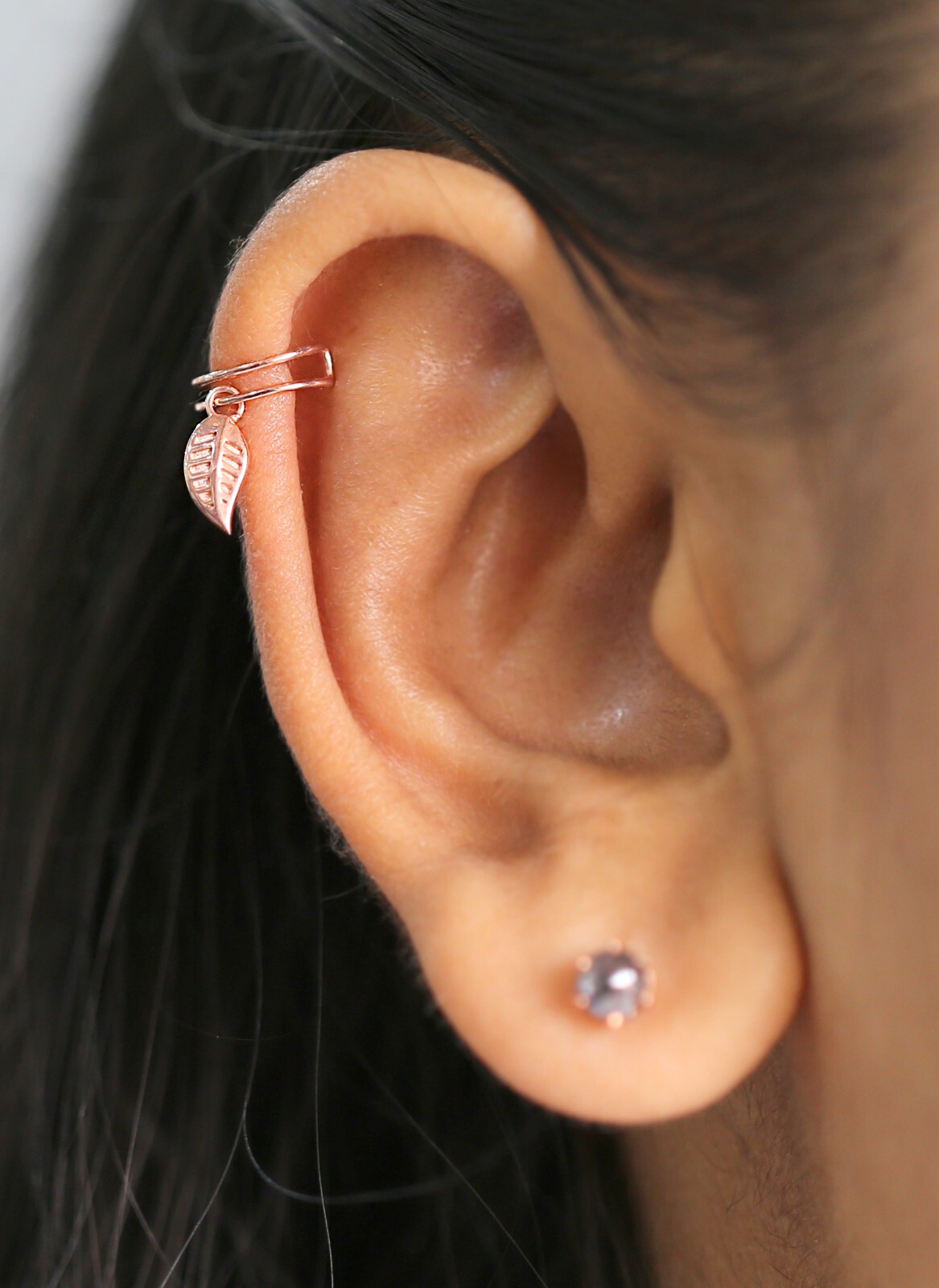 Plain Gold 14K Rose White Yellow Gold Engagement Wedding Gift Ear Cuff KD1068