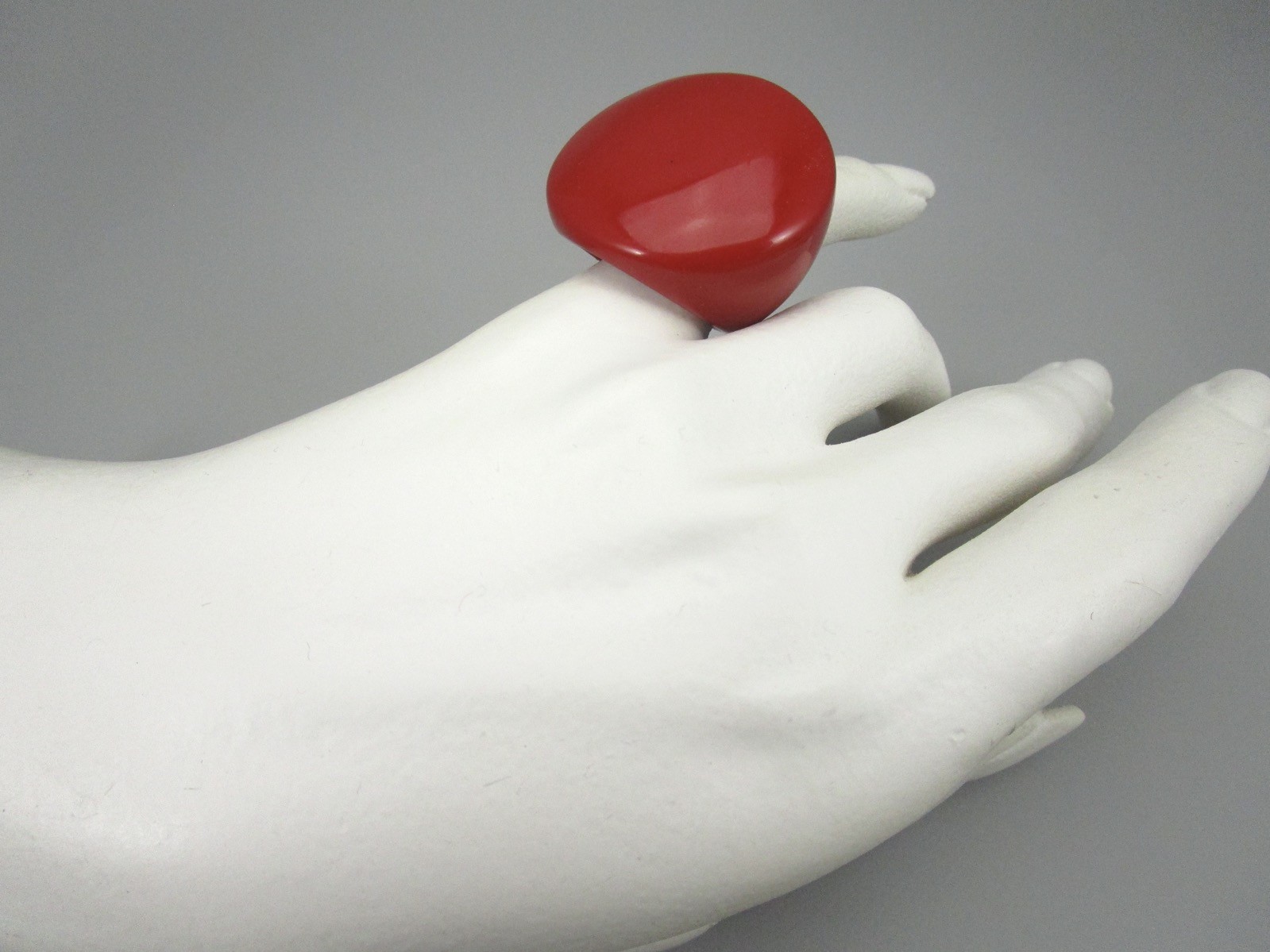 BOLD MARION GODART RED ROUND STATEMENT RING – FRANCE – SZ 9