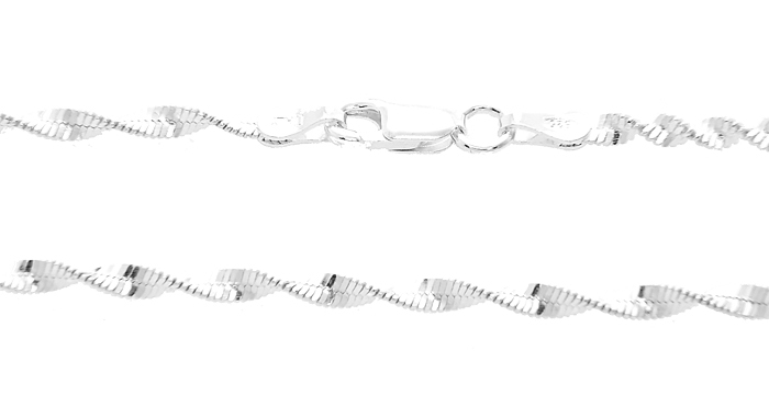 Sterling Silver Diamond Cut Twisted Herringbone Necklace