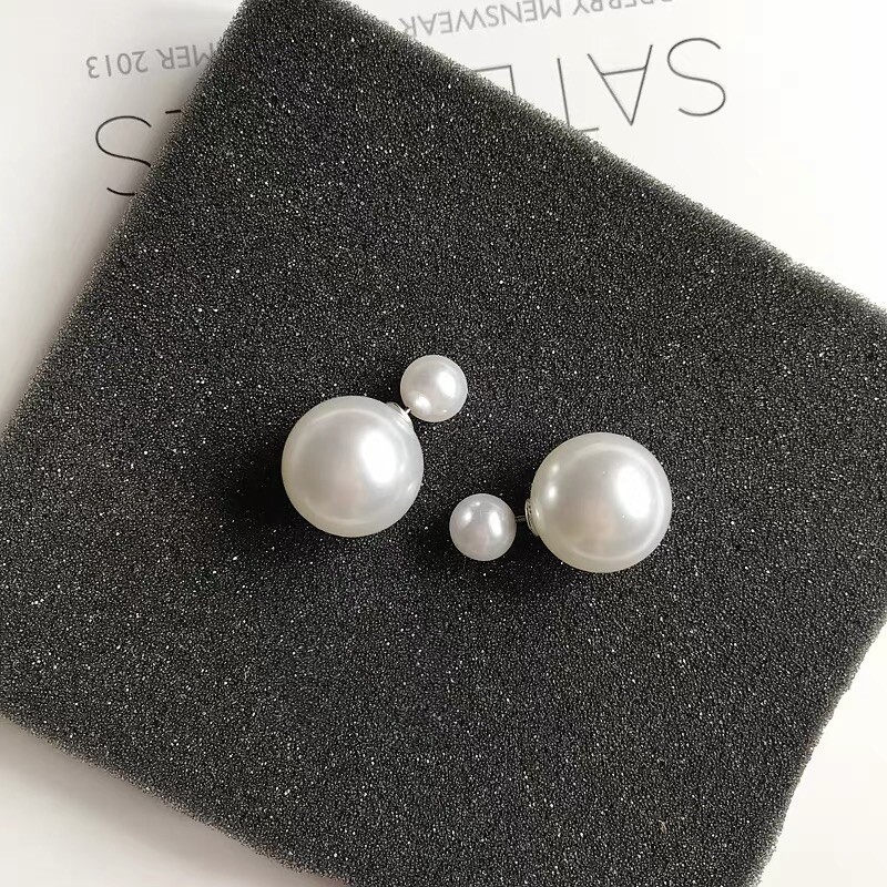 Pearl Double Sided Earring Ball Earring Pearl Stud Mise en Tribal silver version