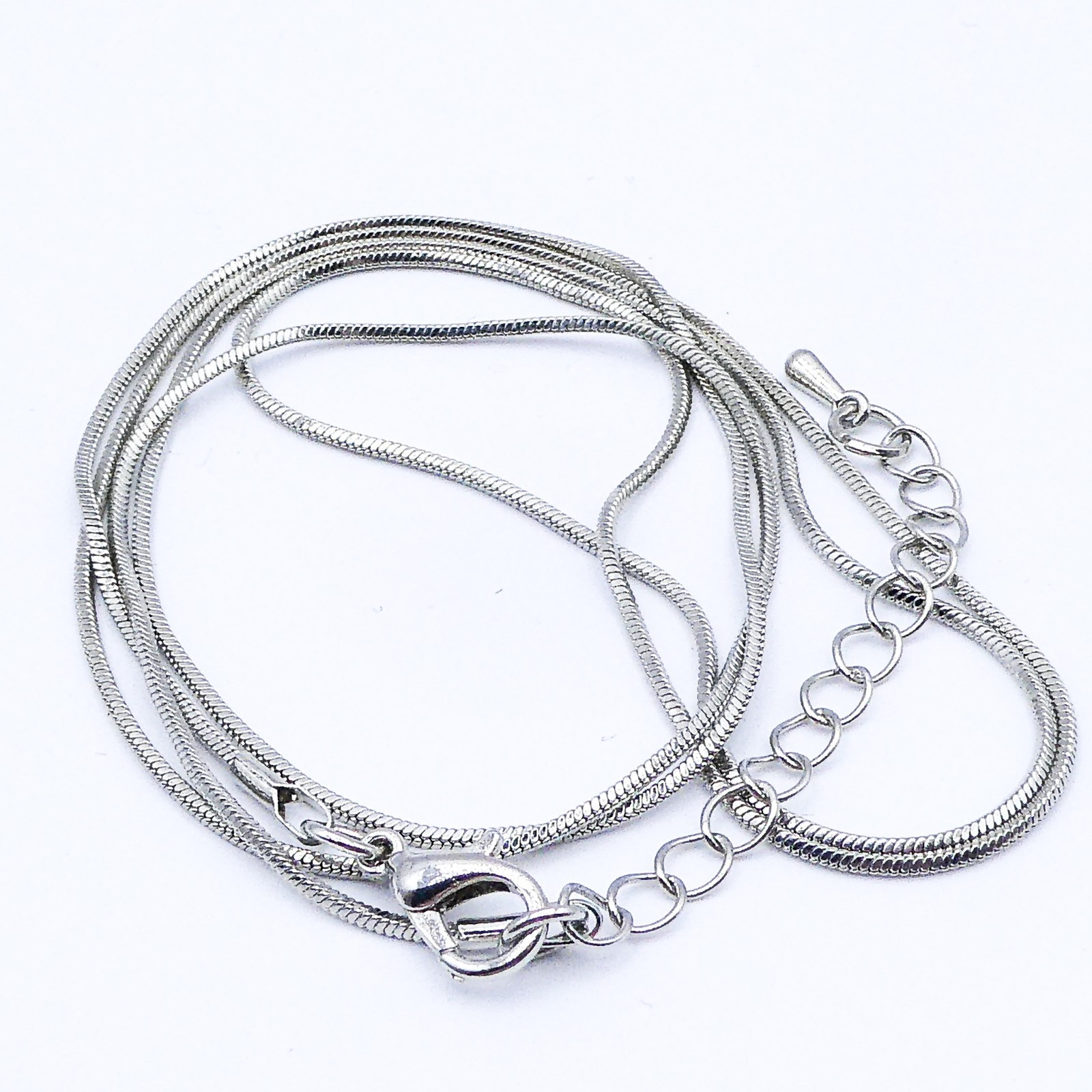New Silver Toned Adjustable 30″ Snake Chain Stackable Necklace