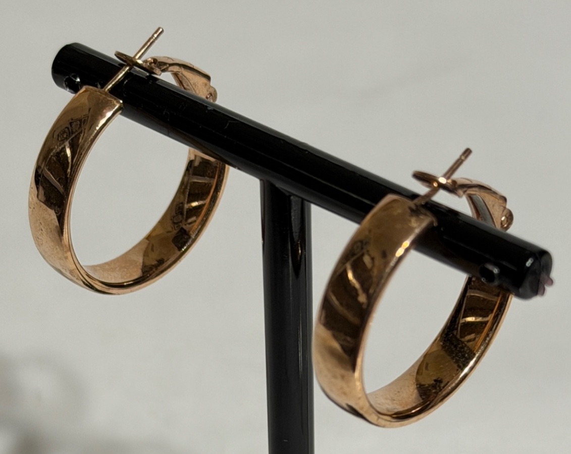 JCM Rose Gold Plated 925 Sterling Silver Hoop Earrings 4.1 Grams