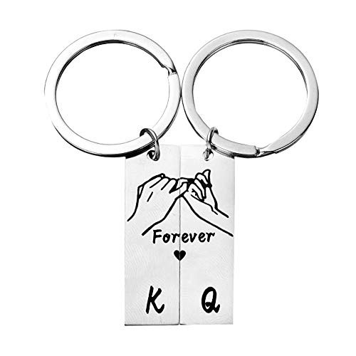 Stainless Couples Keychains Set Puzzle Matching Commemorative K Q Forever