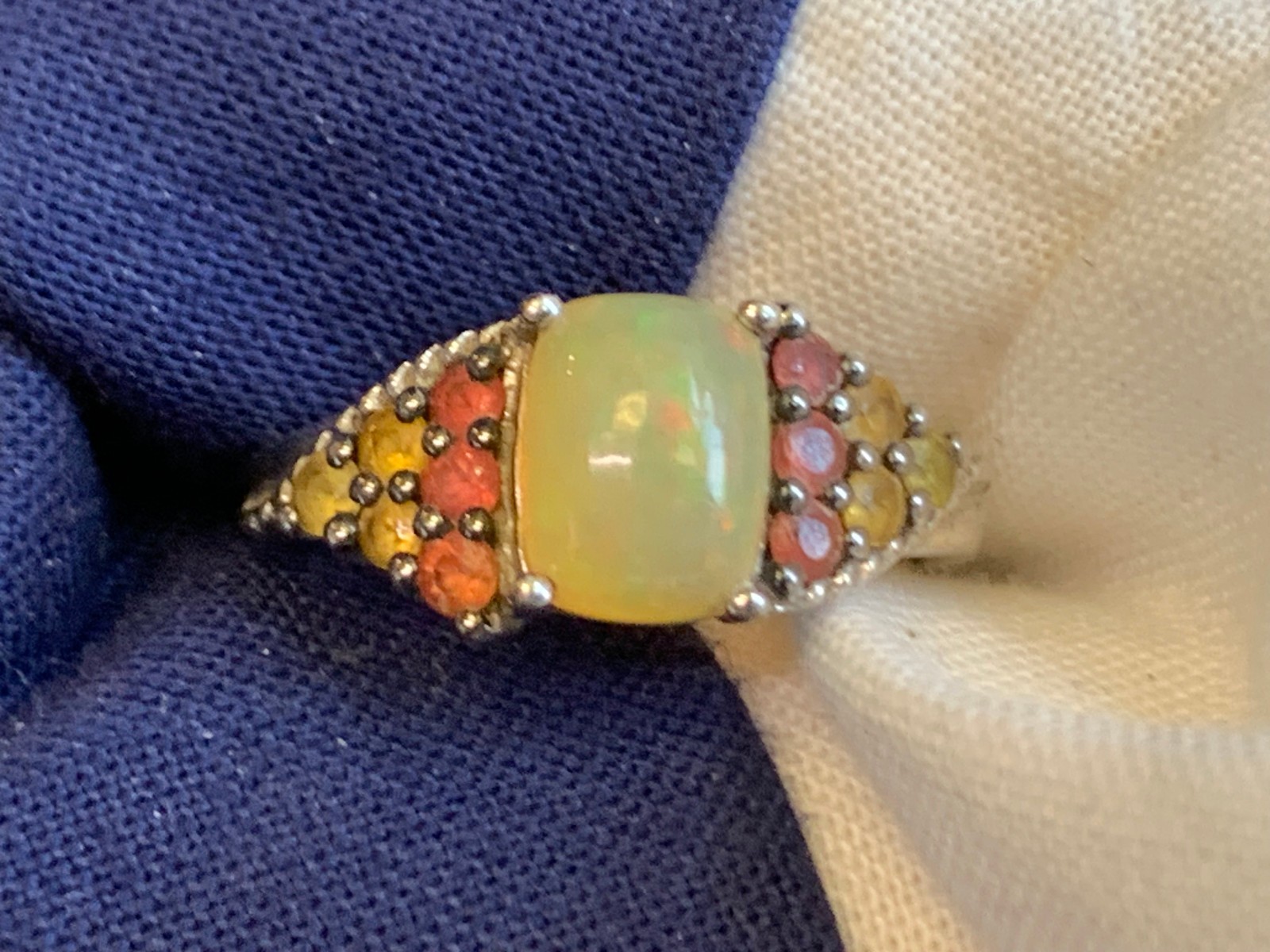 Sterling Silver Ring 2.41g Fine Jewelry Size 5.75 Band Yellow Opal Look *READ*