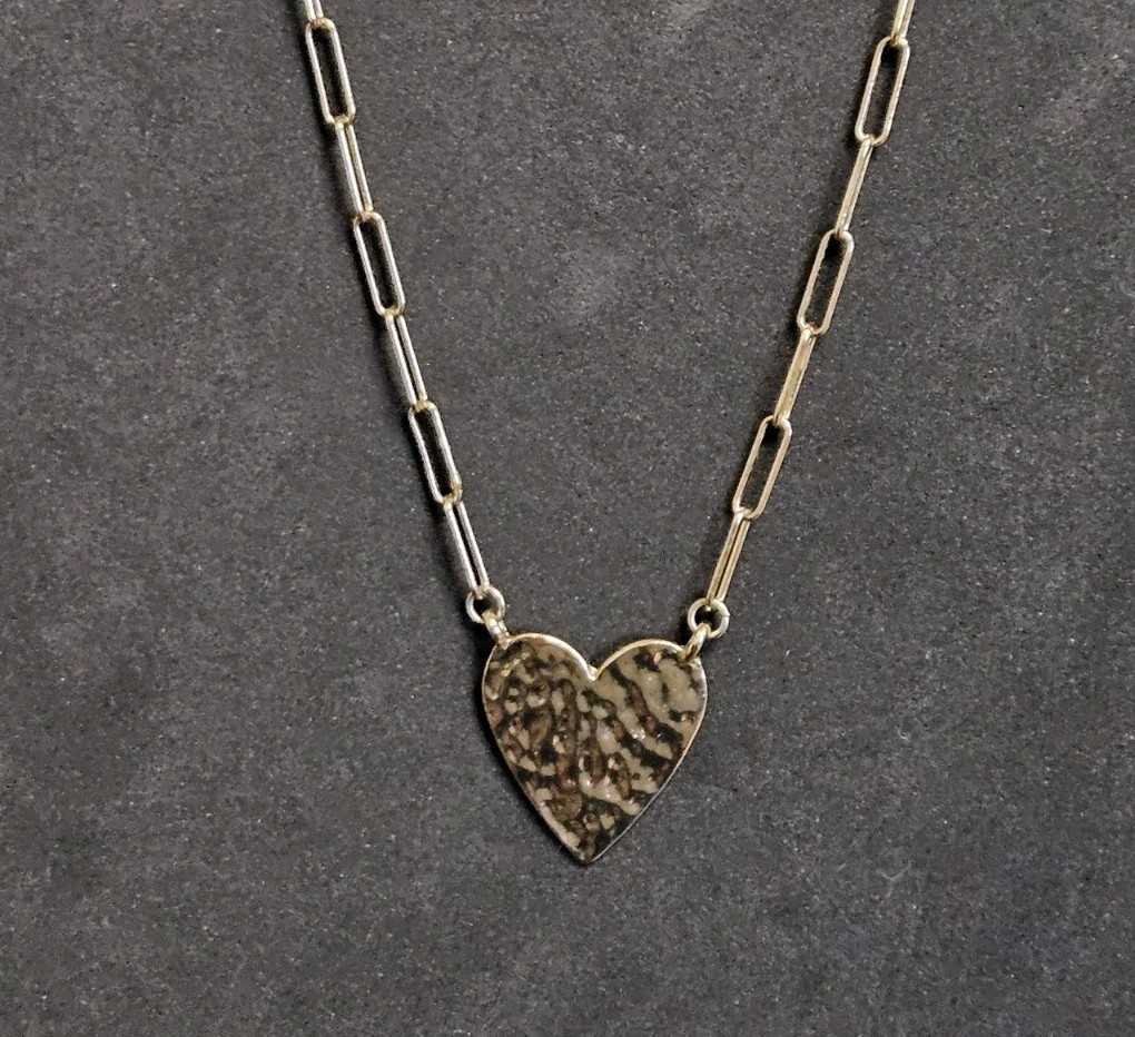 Panacea Hammered Heart and paperclip chain necklace Gold