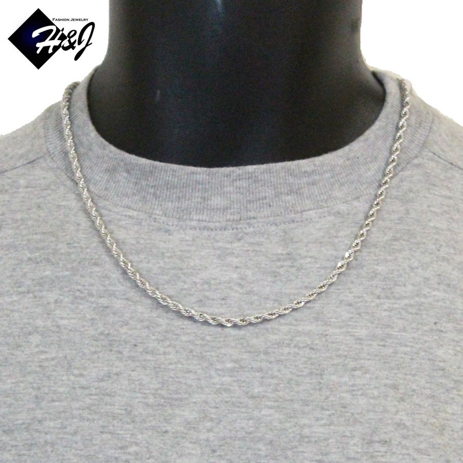 20″MEN’s Stainless Steel 3.5mm Silver Smooth Rope Chain Necklace