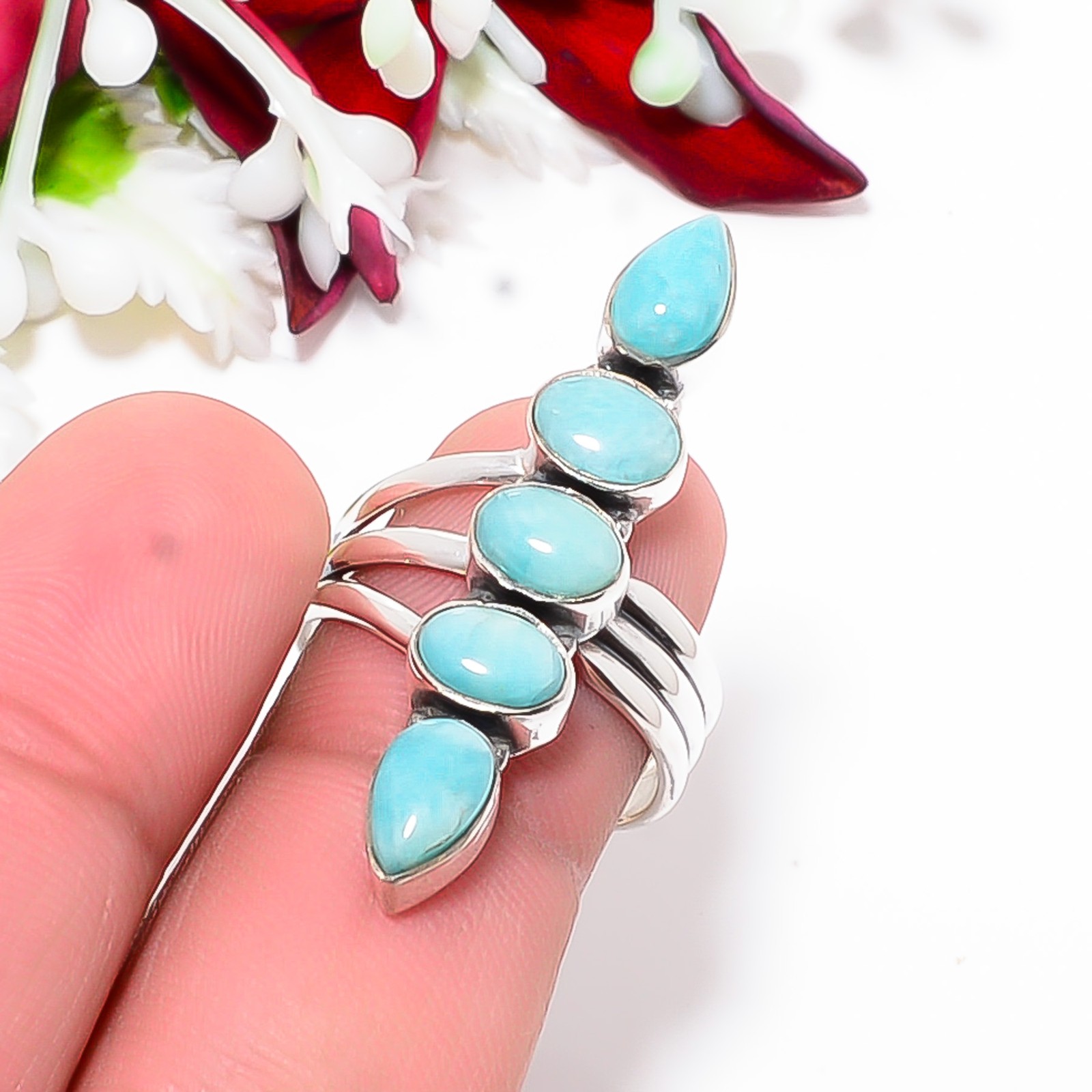 Amazonite – Peru Artisan 925 Sterling Silver Ring S.8 R122921
