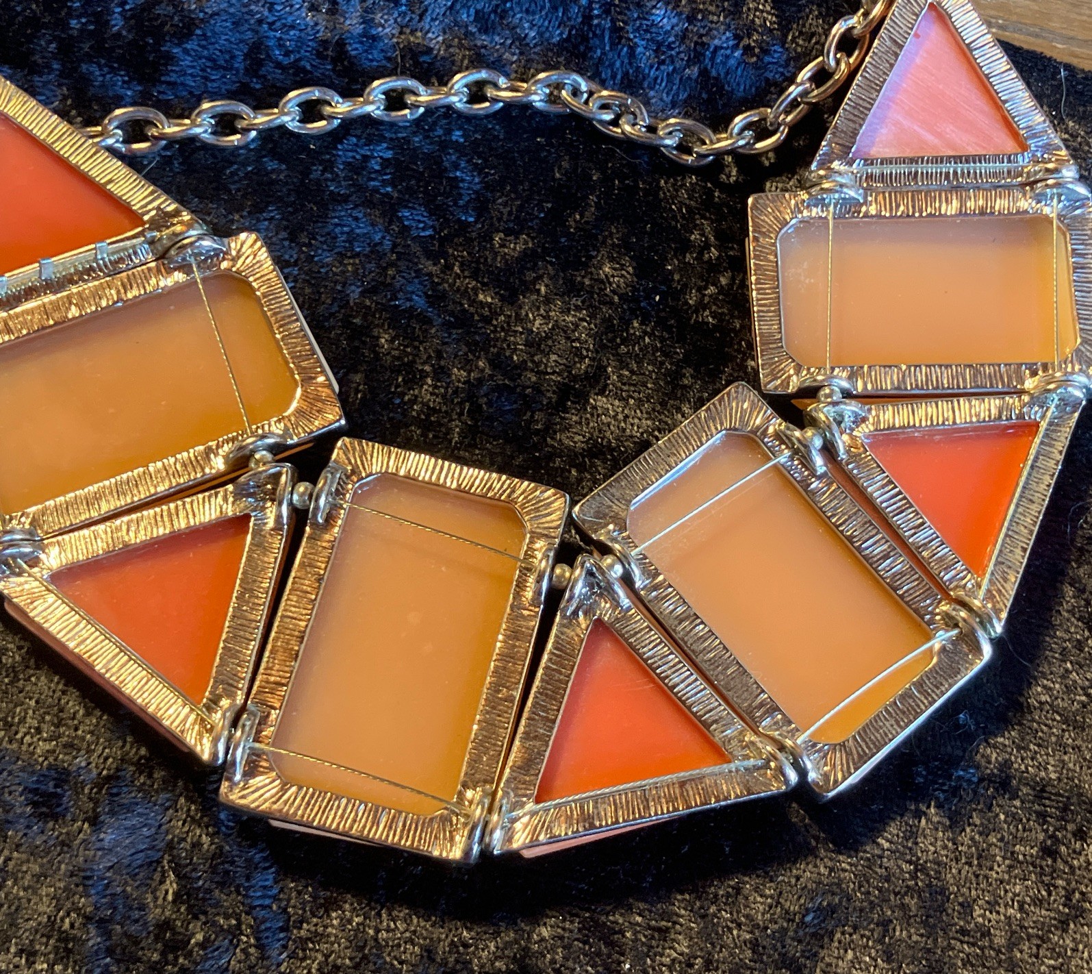 Orange Silver Tone Necklaces Pendant & Floral Screwback Earrings Jewelry Set