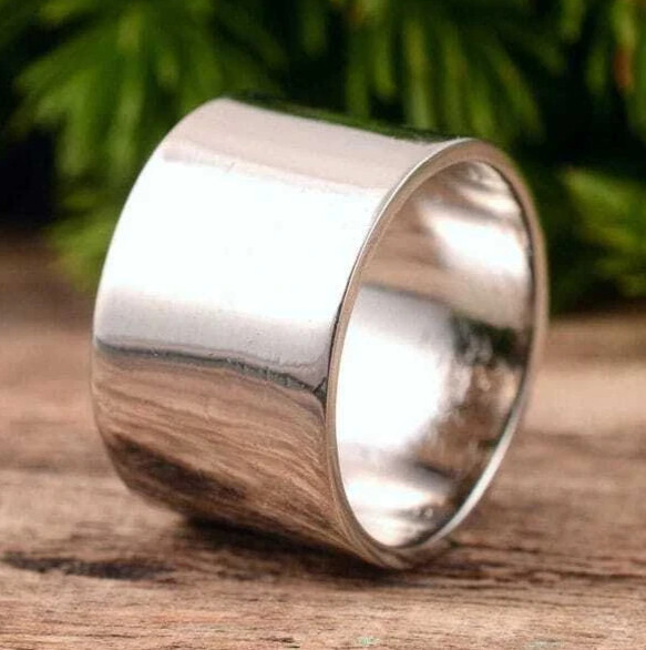 925 Sterling Silver, Solid Silver, Band Ring, Unisex, Wide Cigar Ring
