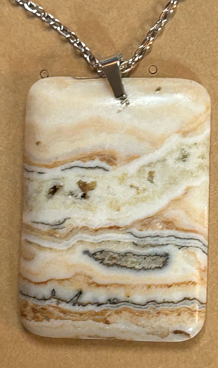 E652 Oblong Grain Stone Pendant Bead 47*34*7mm Necklace