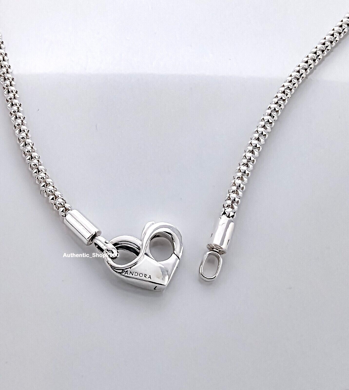 NEW 100% Authentic PANDORA 925 Silver Heart Studded Chain Necklace 392451C00