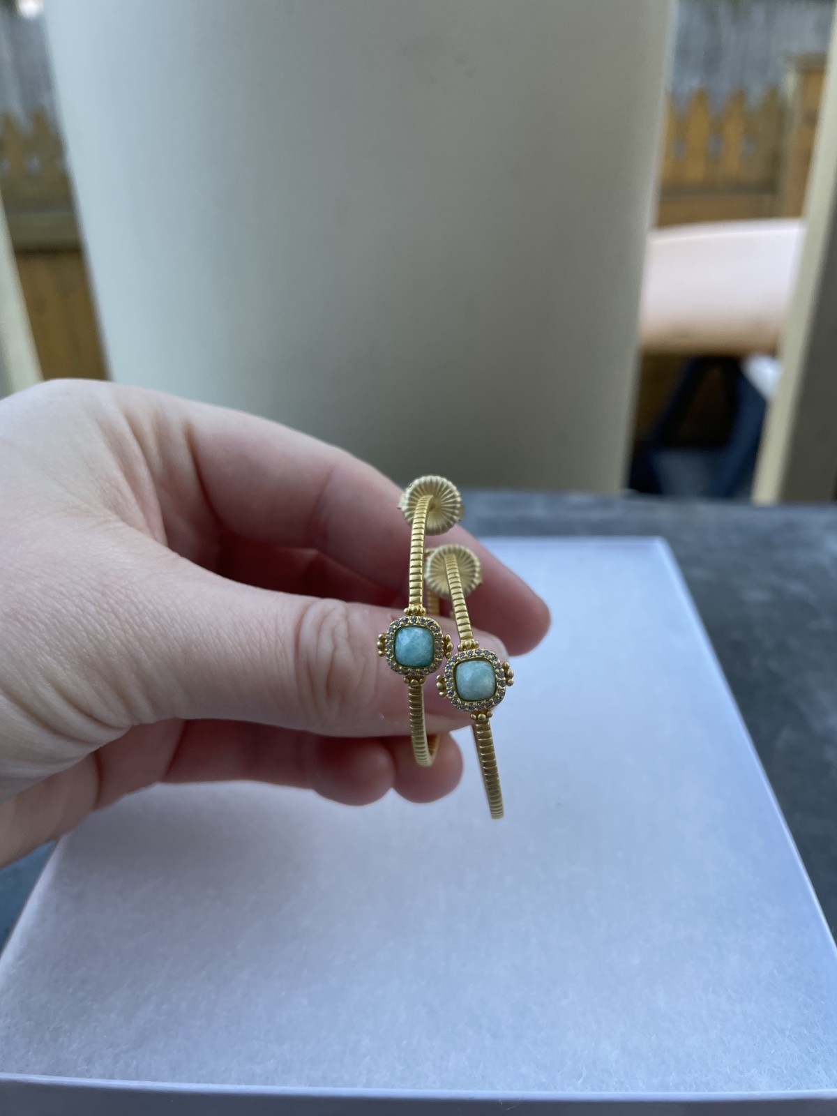 Freida Rothman gem-cut blue gemstone 18k gold-plated Hoop Earrings