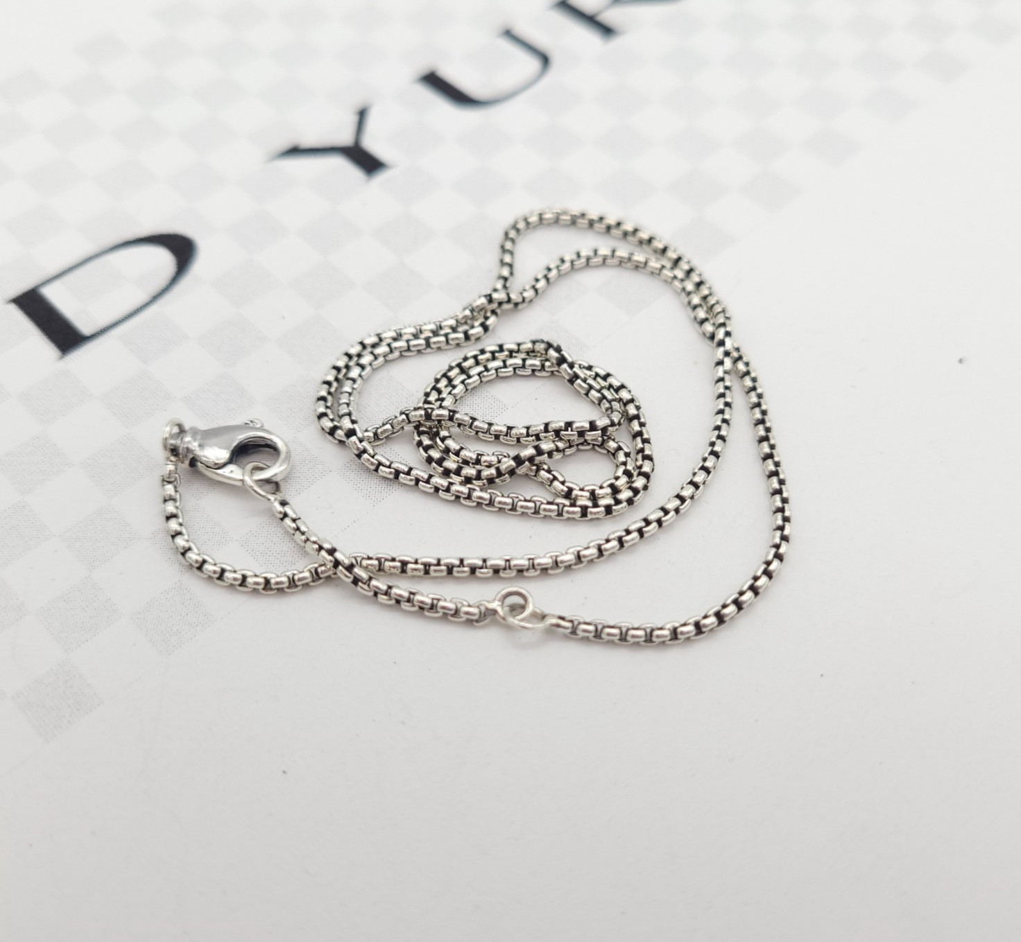 David Yurman 925 Sterling Silver 1.7 mm Box Chain Necklace 17″-18″ Inch