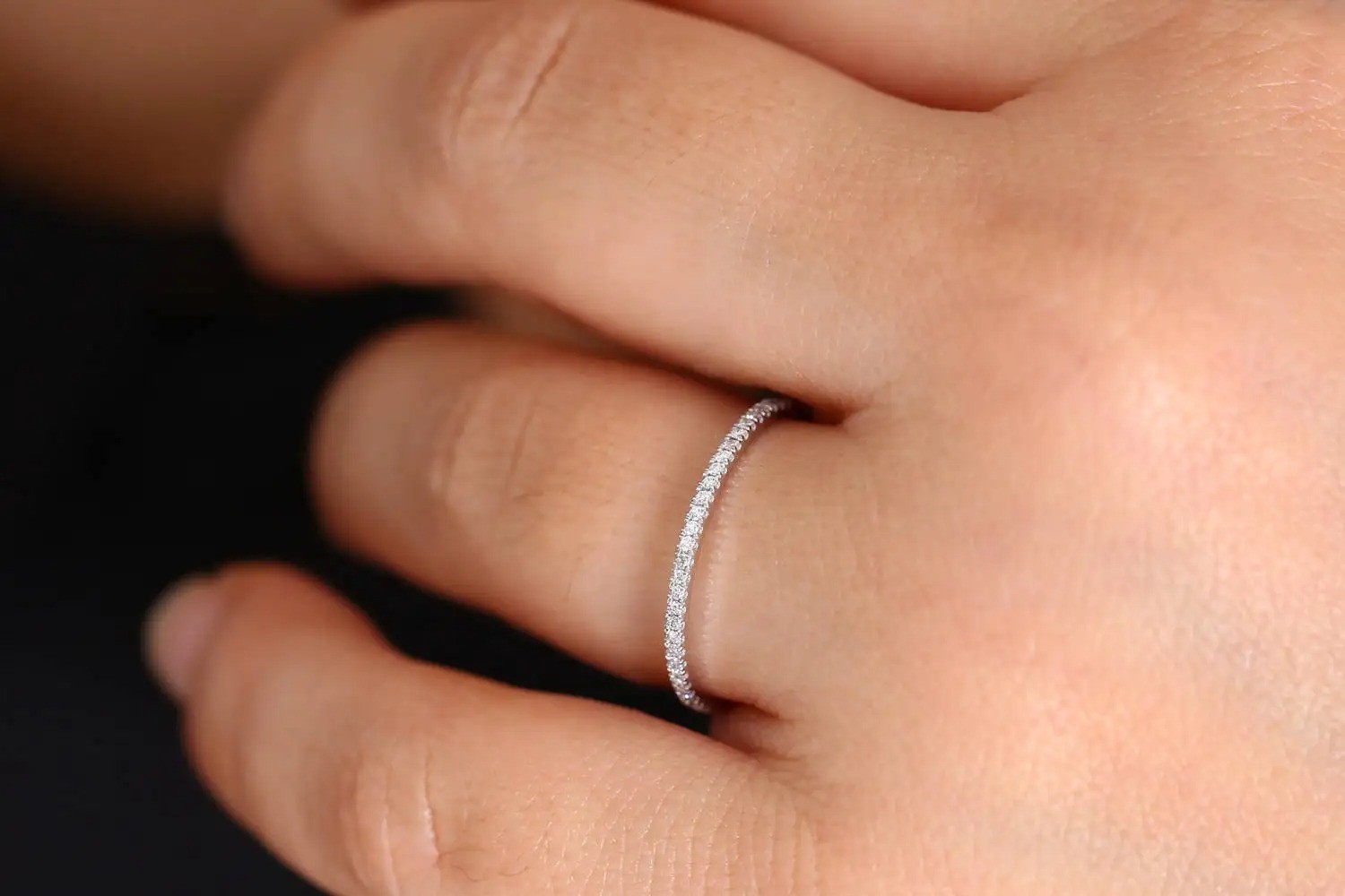 925 Sterling Silver Zircon Ring Women Luxury Micro Pave Band