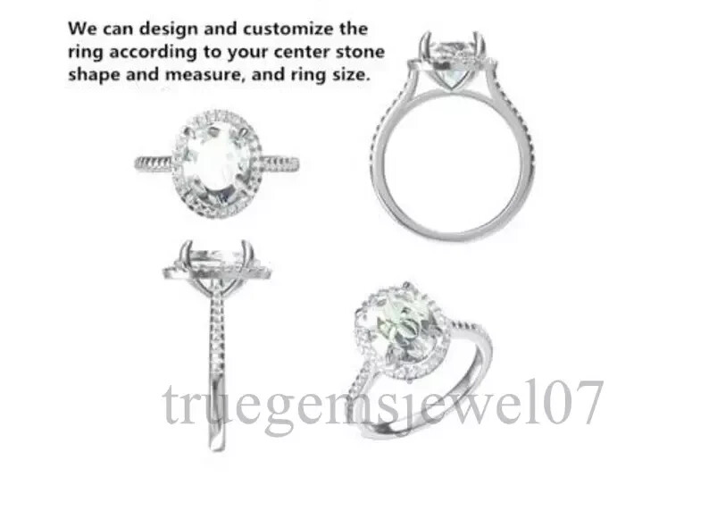 Rose Gold Semi Mount Ring Prong Setting 12x12mm Emerald Cut CZ Diamond Accents