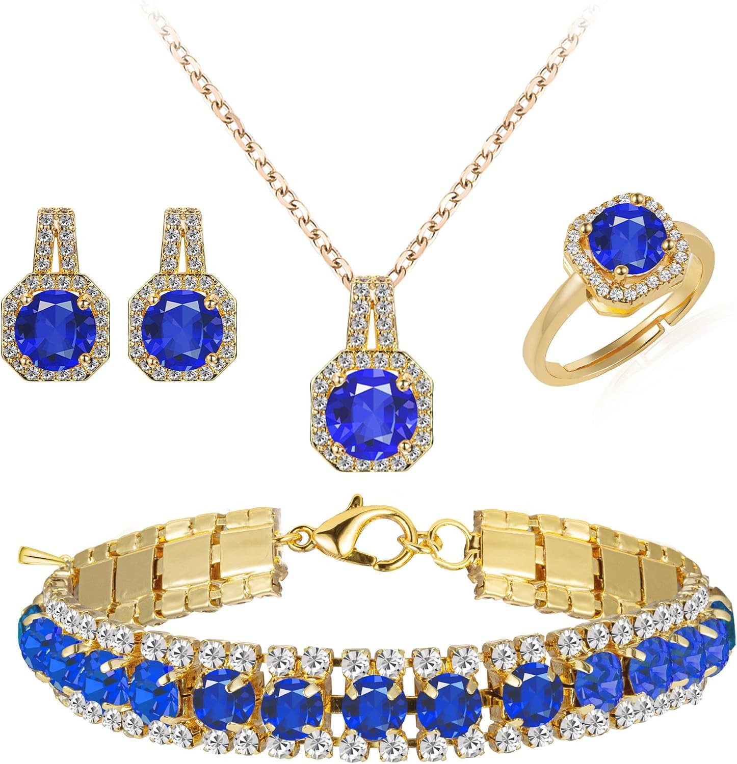 Jewelry Sets 4Pcs Cubic Zirconia Wedding for Bride Bridesmaid Cubic Zirconia Pen