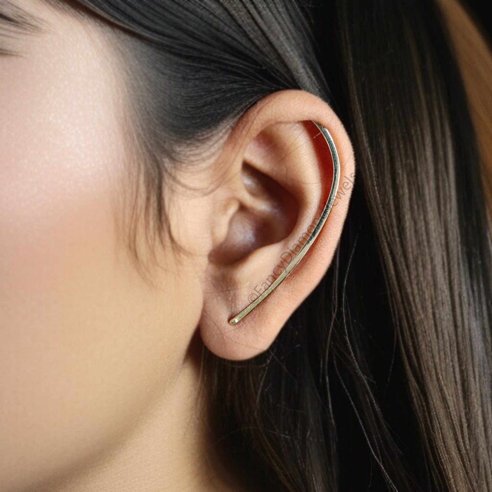 50 mm Dainty Long Ear Climbers Ear Crawler Bar Ear Climber Silver Sweep Ear Pin