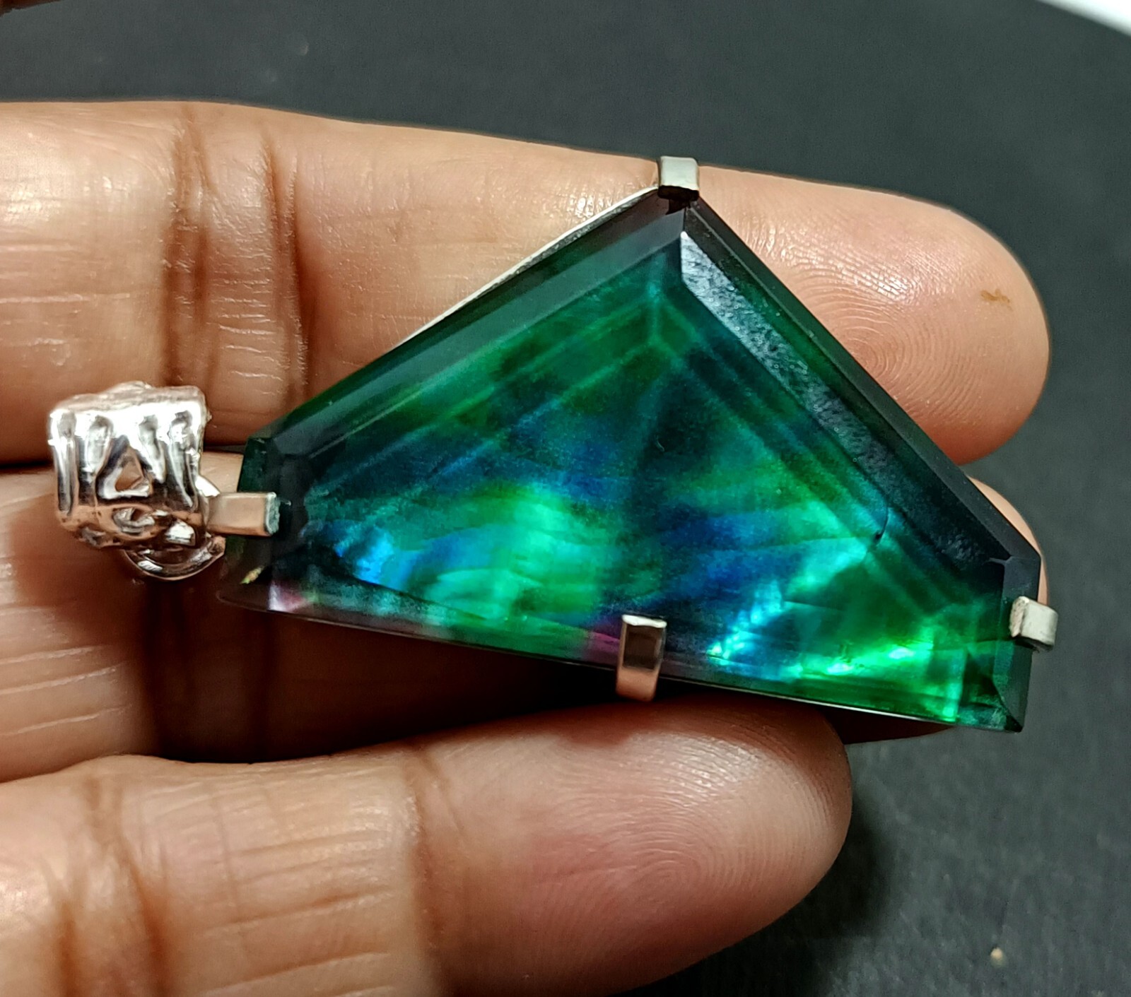 75.45 Ct Natural Ammolite 925 Solid Silver Rainbow PENDANT Certified Gemstone