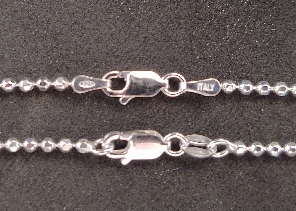 Diamond Cut Bead Chain – 2.2mm (Necklace,Bracelet,Anklet) – Sterling Silver [GT]
