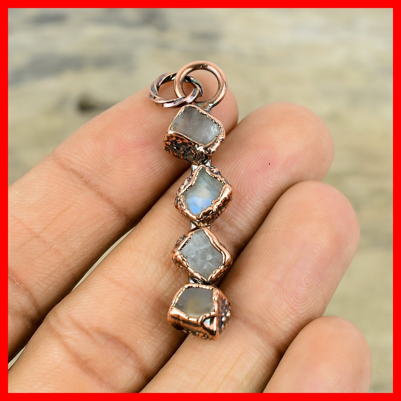 Copper Labradorite Rough Gemstone Electroformed Third Eye Chakra Wedding Pendant