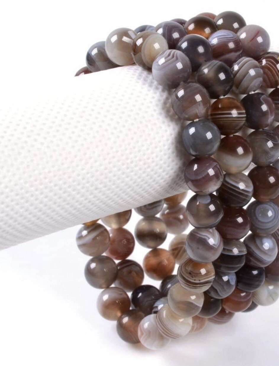 AAA Quality Natural Boswana Agate Round Beaded Bracelet For Men and Women