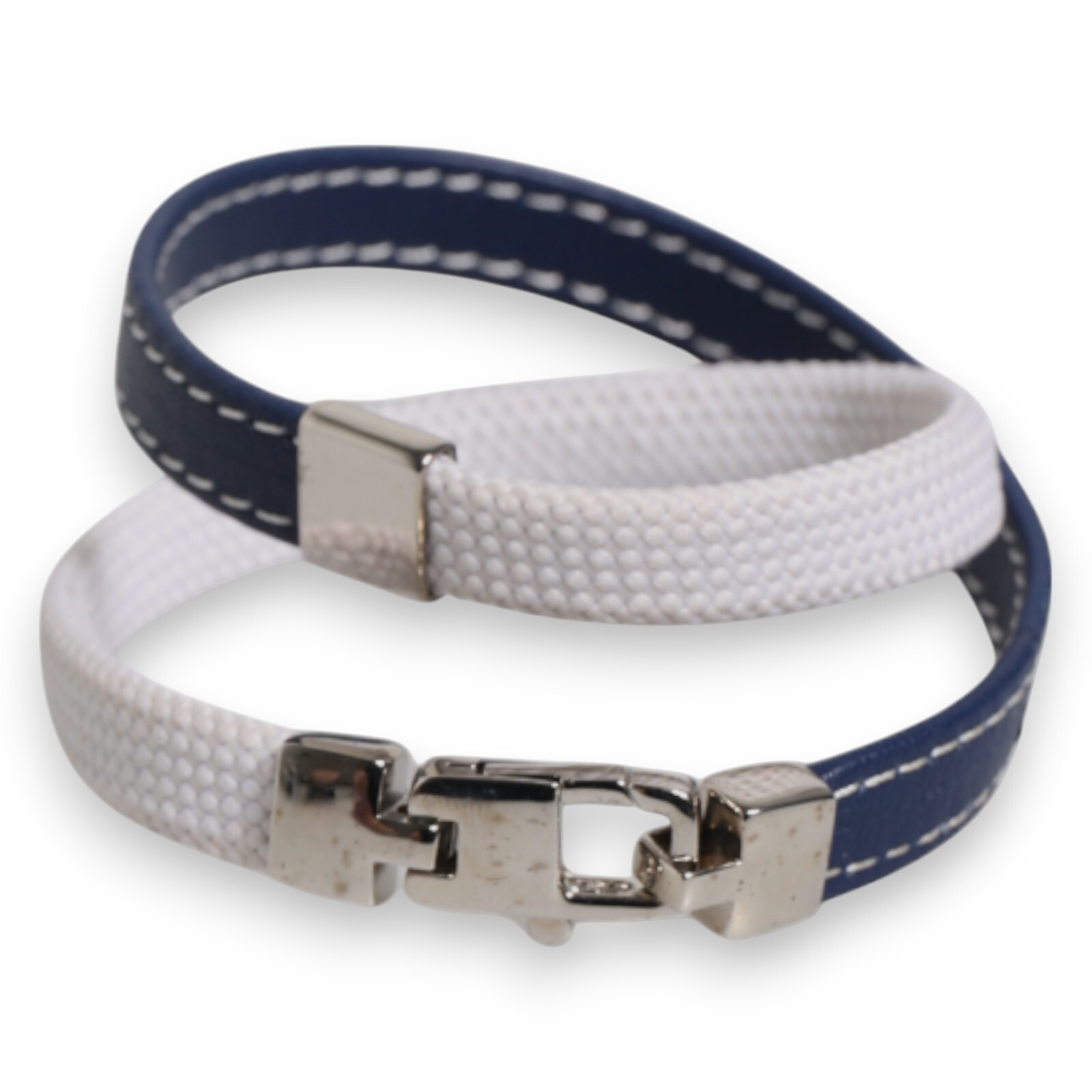 DOLCE & GABBANA Bracelet Leather Trimmed DG Engraved Silver Tone Clasp 280usd
