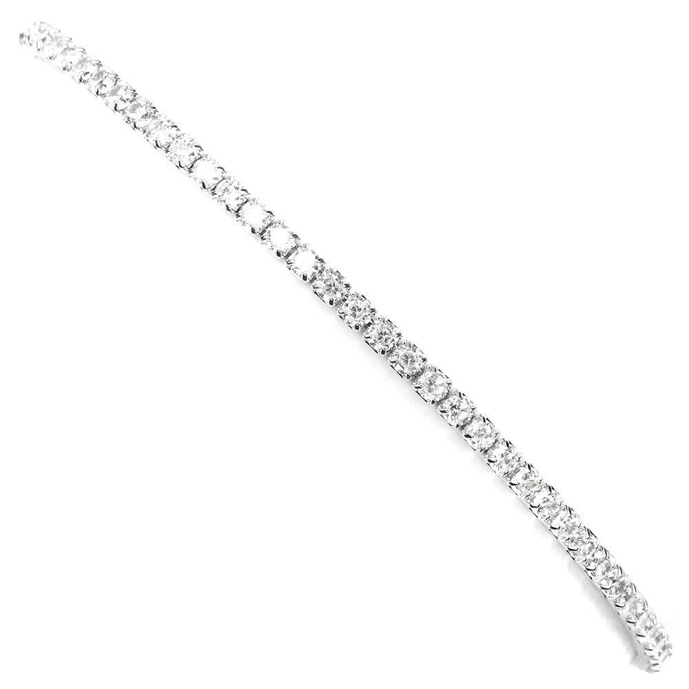 925 Sterling Silver Bracelet Round White Simulated Cz Gemstone Jewelry