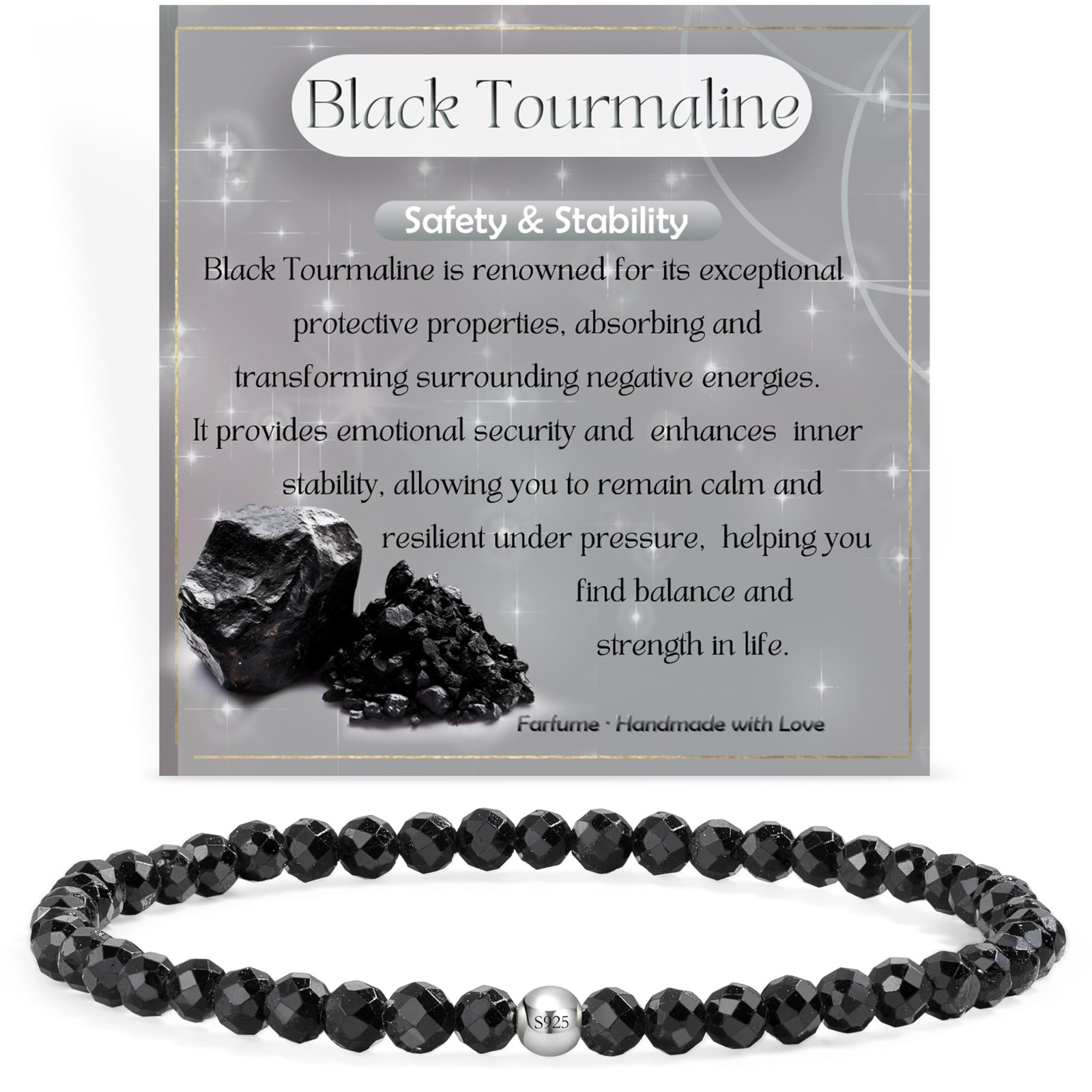 Black Tourmaline – Safety & Stability – Tiny Beaded Bracelets for Women, Hand…