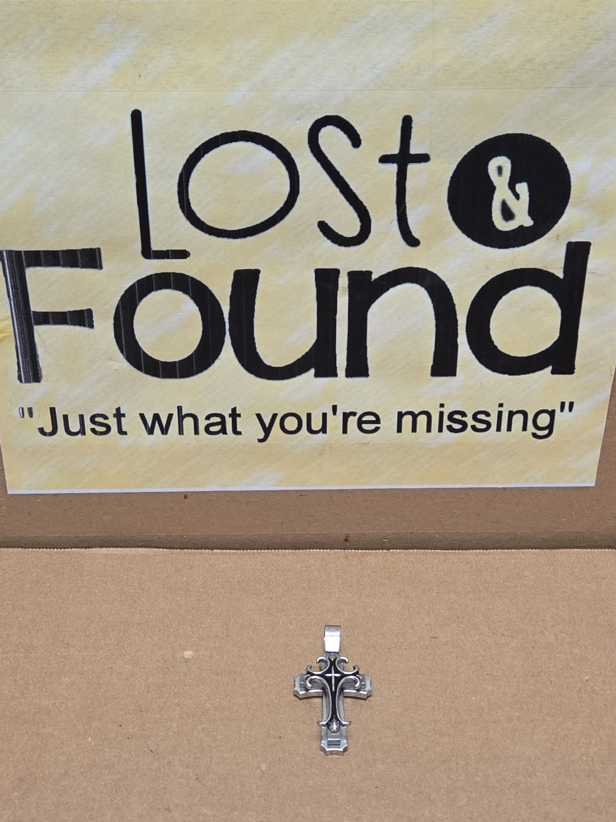 Beautiful Intricate Stainless Steel & Black Cross Pendant *SEE PICS