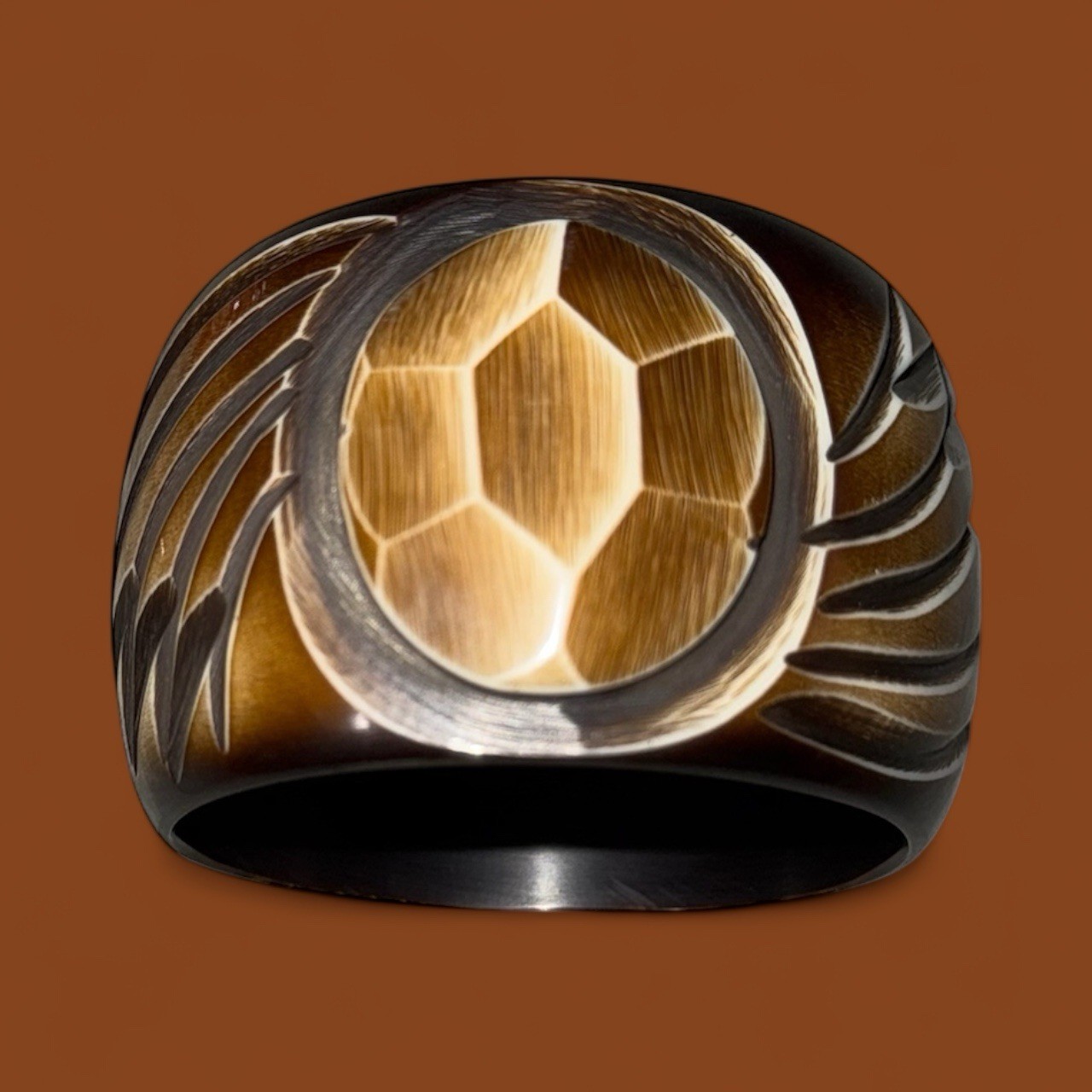 Chunky Acrylic Carved Tortoise Shell Medallion Bangle Bracelet