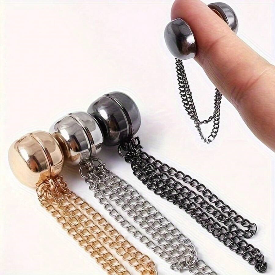 3Pcs Multi-Function Magnetic Clothing Clips with Chain Shirt Ties Clip for Women