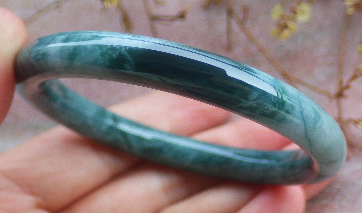 Video Certified Green Natural JADE JADEITE Circle Bangle Bracelet 53mm 420320 VS