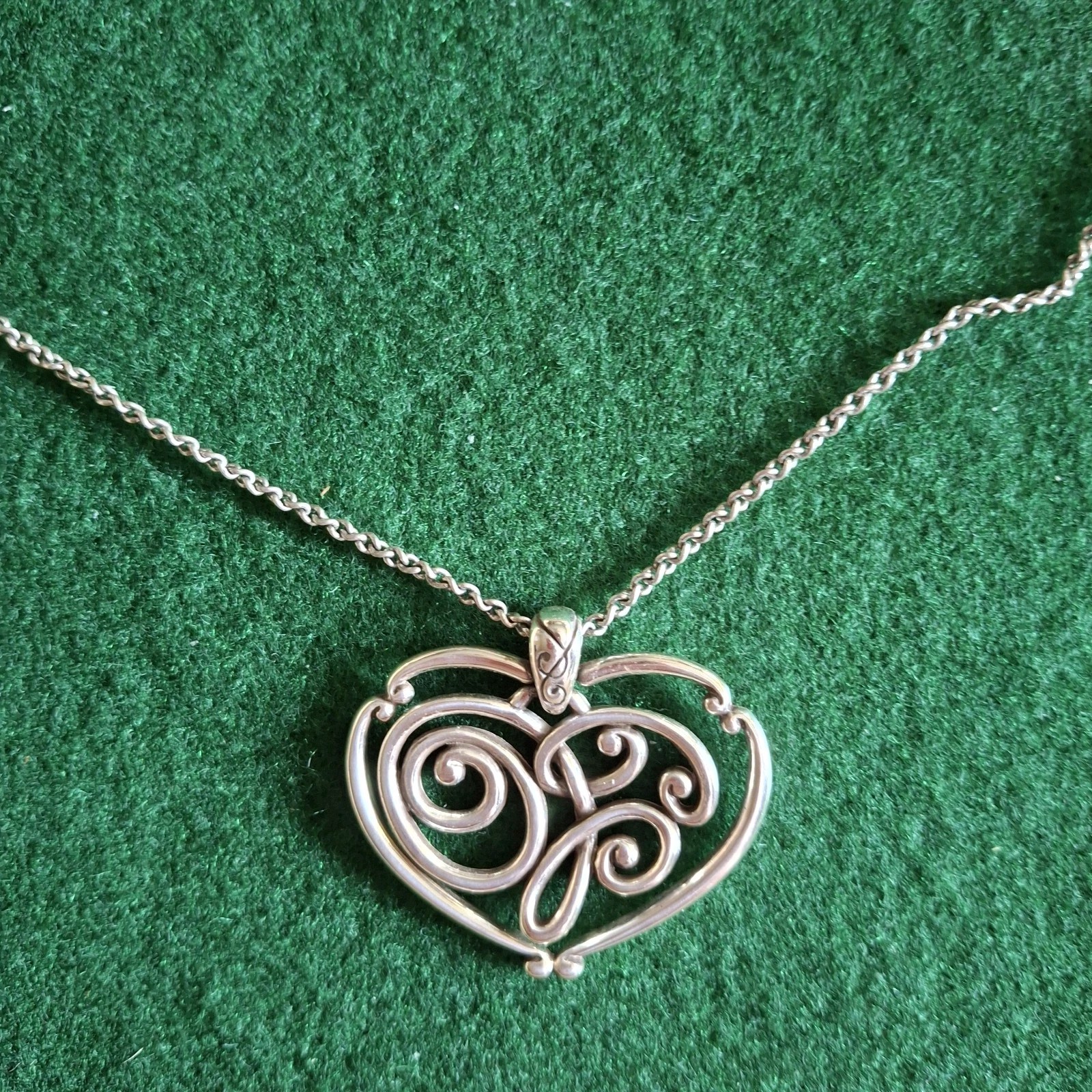 Brighton Heart Pendant Necklace 20″ Pre-owned Silver Plated Very Good Condition