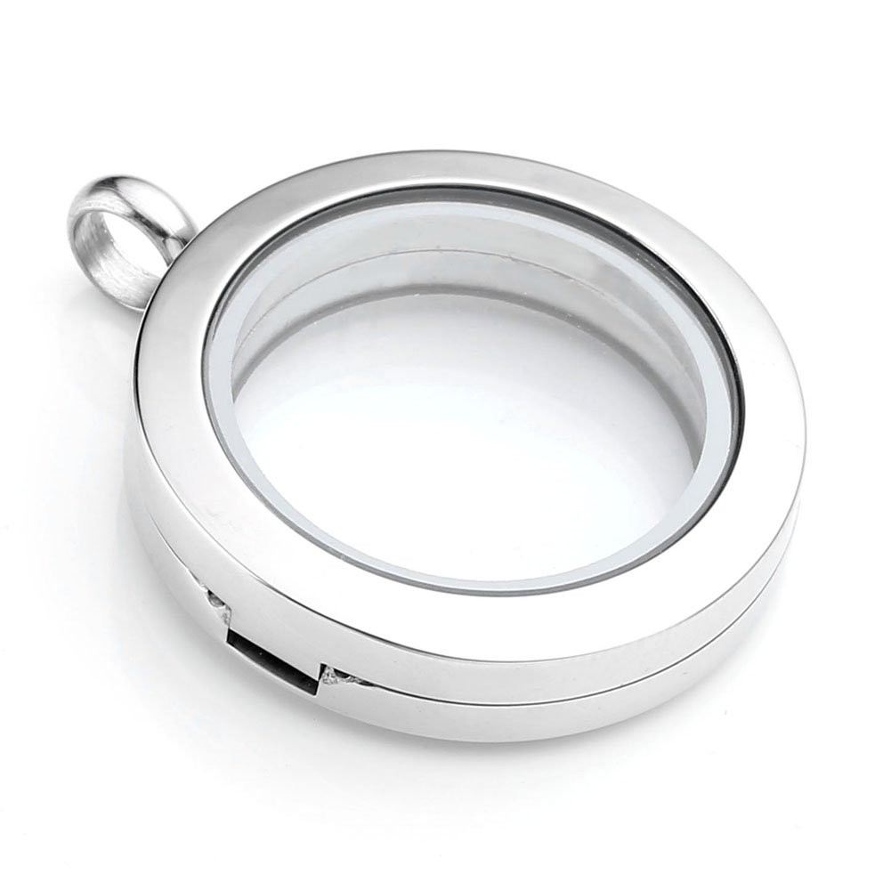 25mm Living Floating Charm Memory Locket Necklace – 316 Surgical Stainless St…