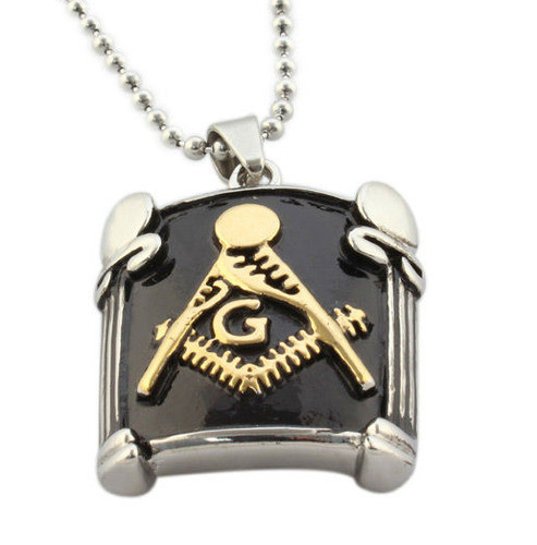 Free Mason Pendant – Freemasonry Pillars Stainless Steel Masonic Necklace Chain