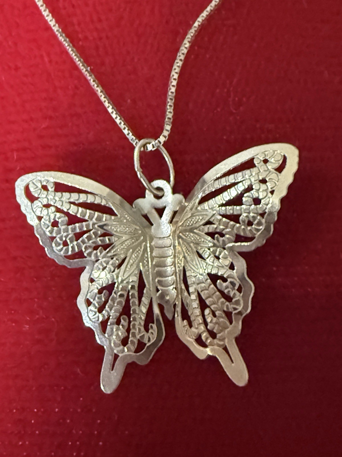 Vintage 14k Yellow Open-Wing Butterfly Pendant & 14k Gold 18” Chain Necklace