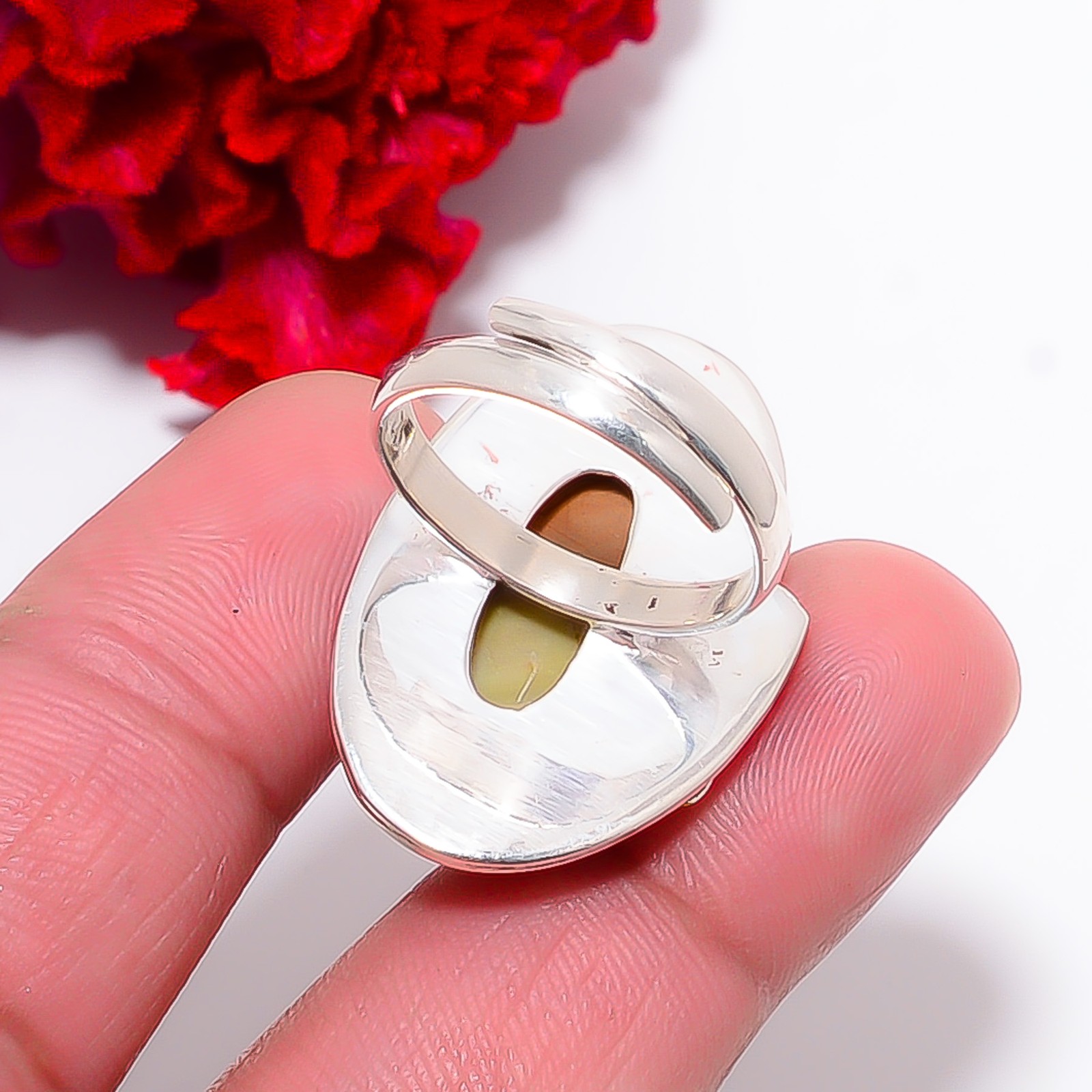 Royal Imperial Jasper – Guadalajara Two Tone 925 Sterling Silver Ring S.8.5 R217