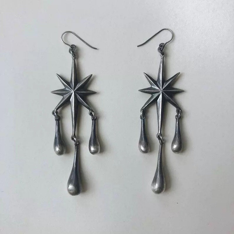 Women’s Fashion Earrings Gothic Punk Earrings Octagonal Star Pendant Earrings