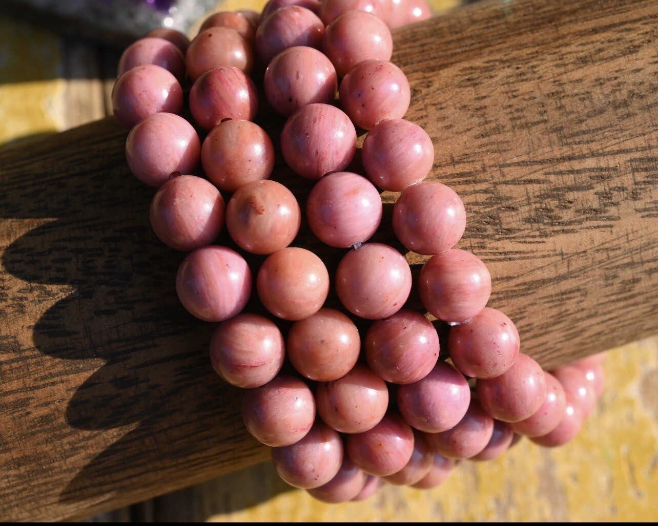 AAA Quality Natural Pink Rodonite Round Beaded Bracelet For Men and Women