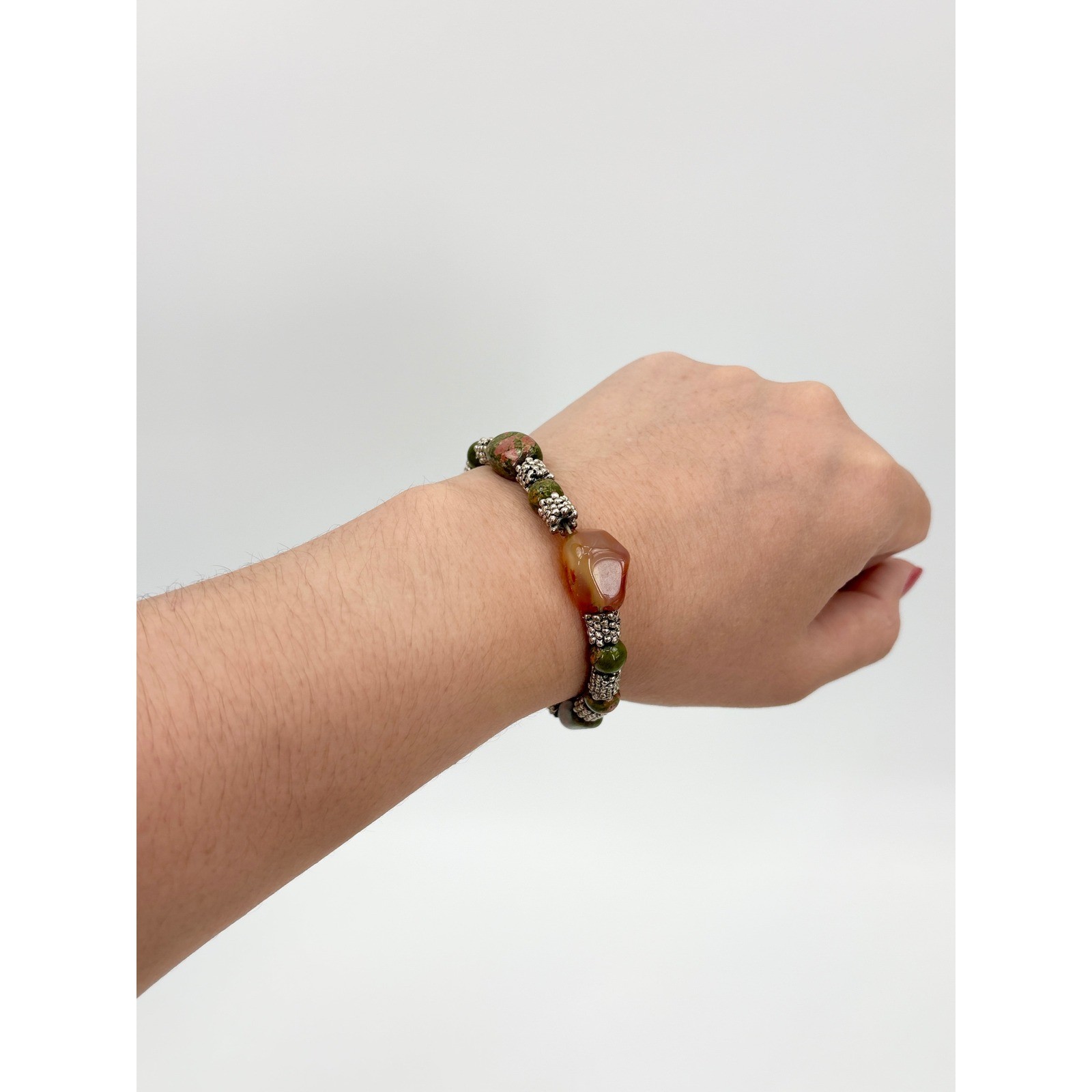 Natural Earth Tone Beaded Spacer Stretch Bracelet Boho Artisan Stackable