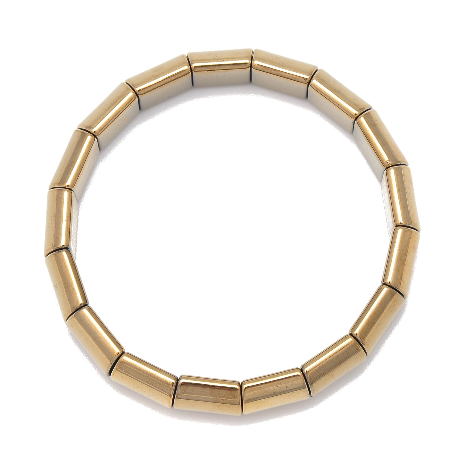 Pyrite Plated Hematite Double Drilled Bangle Bracelet Beads 10x12mm 7.5” Length