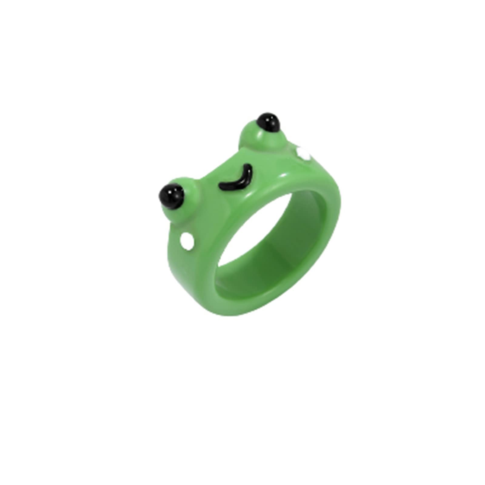 Cute Frog Resin Acrylic Ring Cartoon Animal Stackable Finger Ring for Friends…