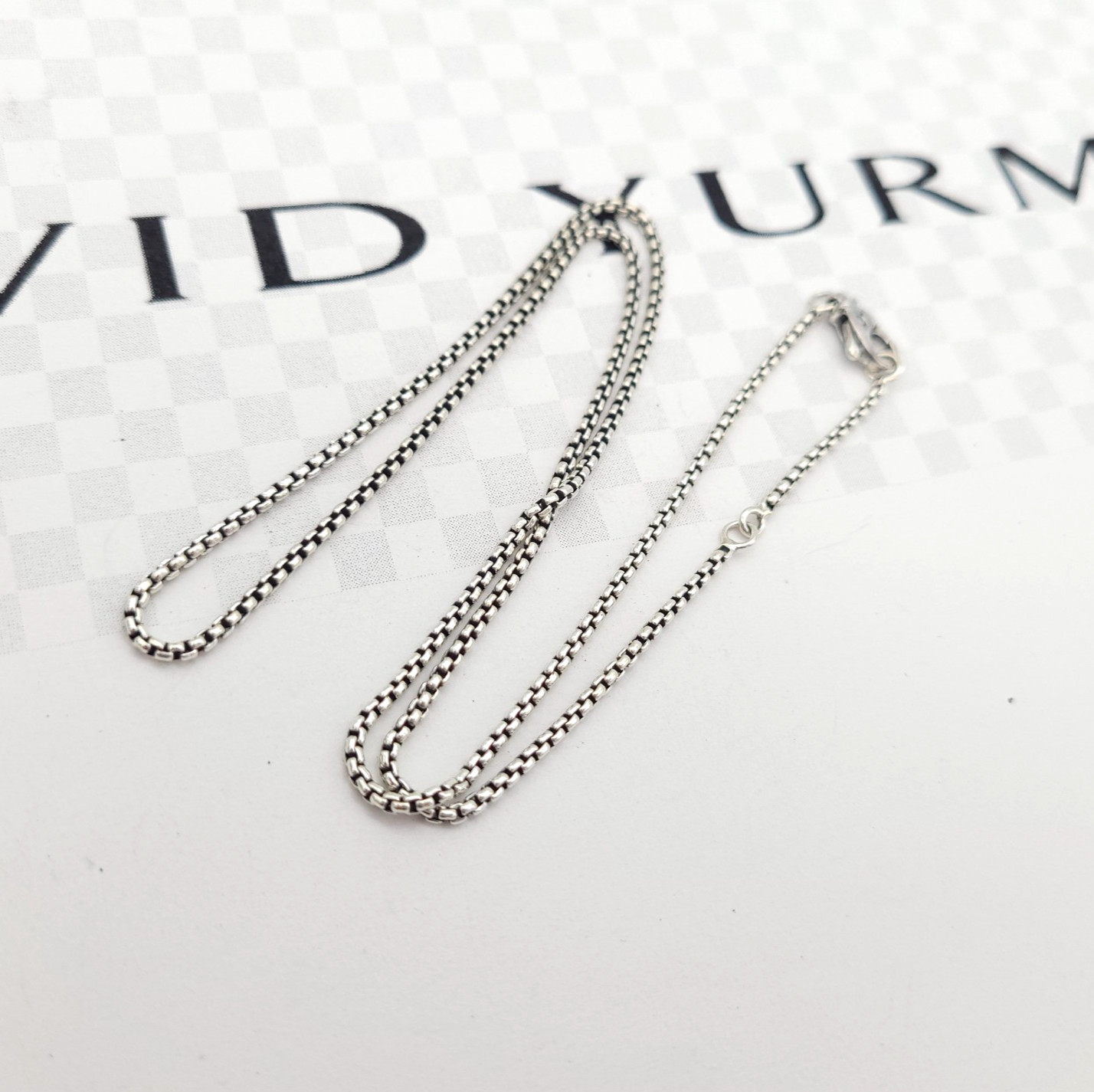 David Yurman 925 Sterling Silver 1.7 mm Box Chain Necklace 17″-18″ Inch