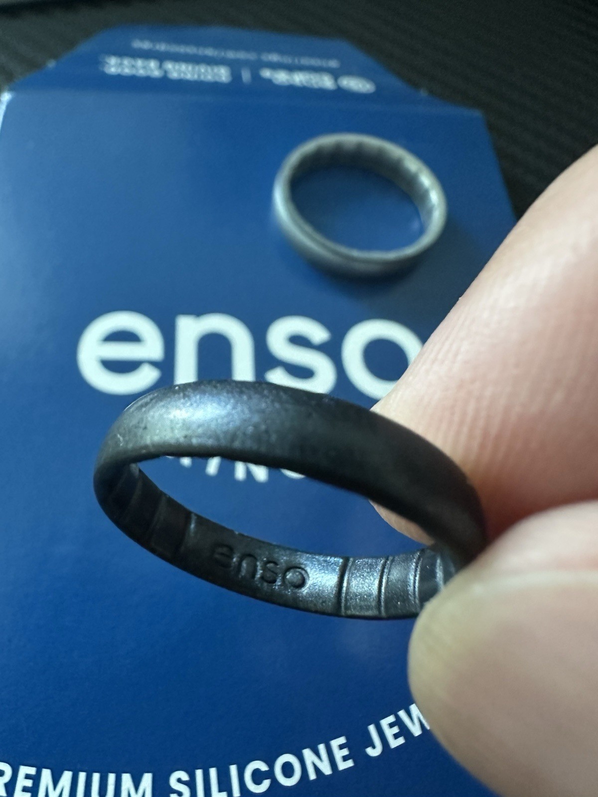 2 Pack Enso Elements Classic Thin Silicone Rings- Black Pearl & Silver (Size 9)