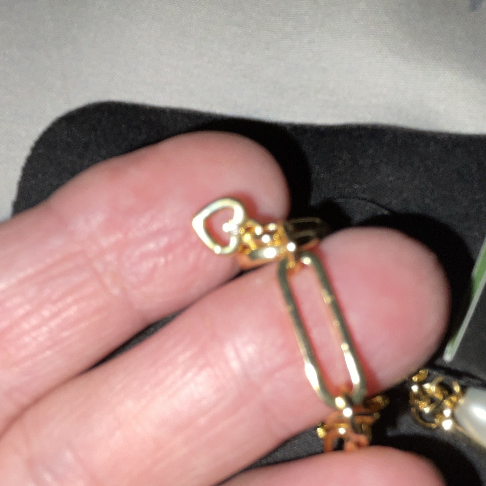 kate spade new york Gold Tone Paperclip Chain Star Charm Baroque Pearl Bracelet