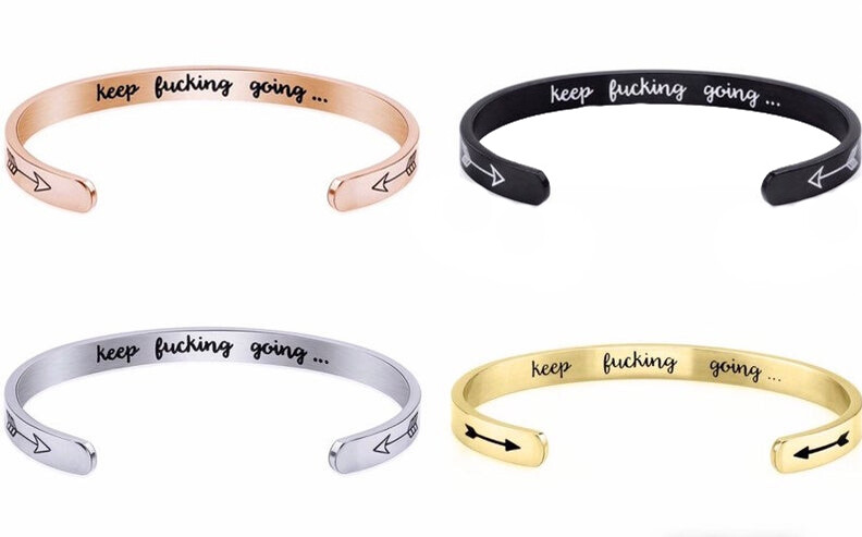KFG Inspirational Womens Keep Going Motivational Bangle Bracelet